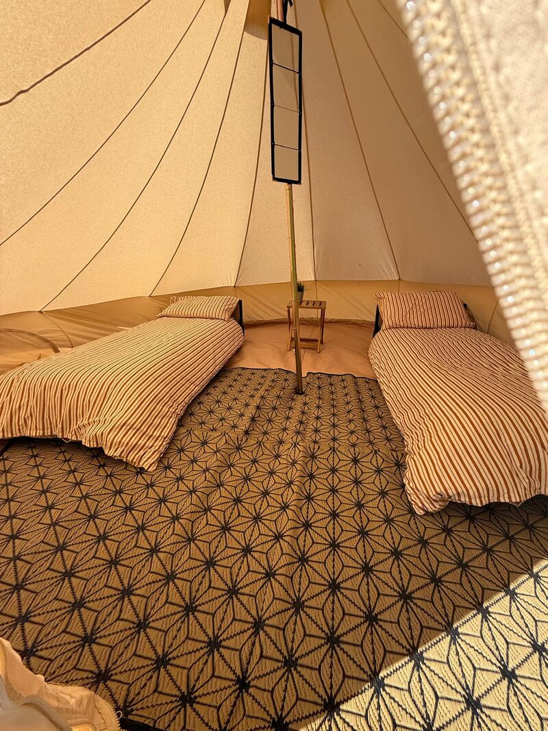 Bell tent at night